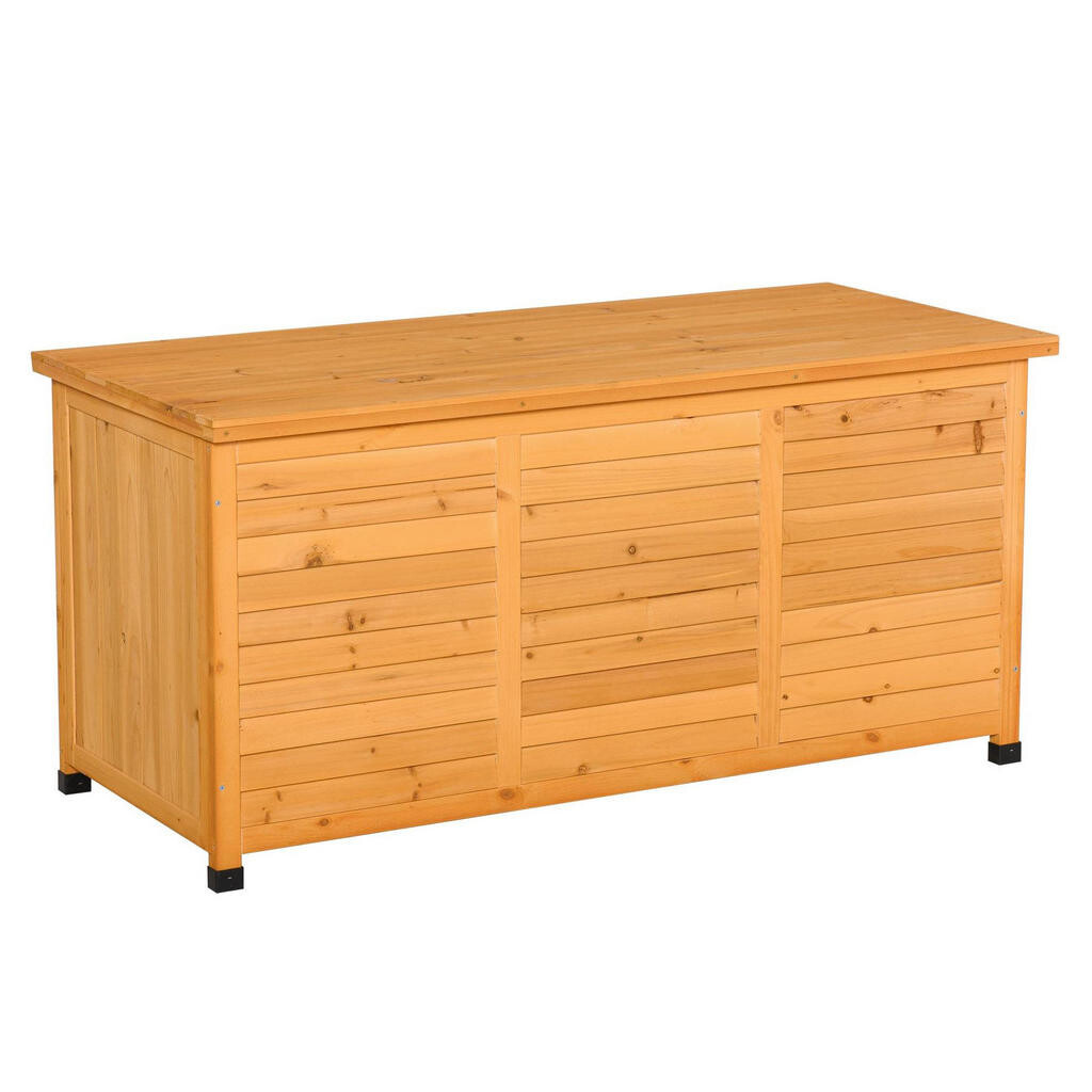 Modfu ZÁHRADNÁ úložná truhlica z dreva 127x56x60 cm žltá s vekom, vetraním a protišmykovými nožičkami