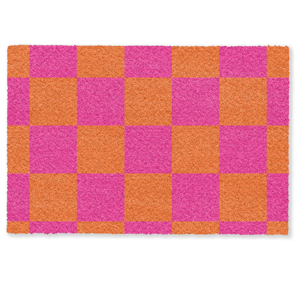 MuchoWow ROHOŽKA Šachovnicová potlač - Oranžová - Ružová - Bloky 90x60 cm