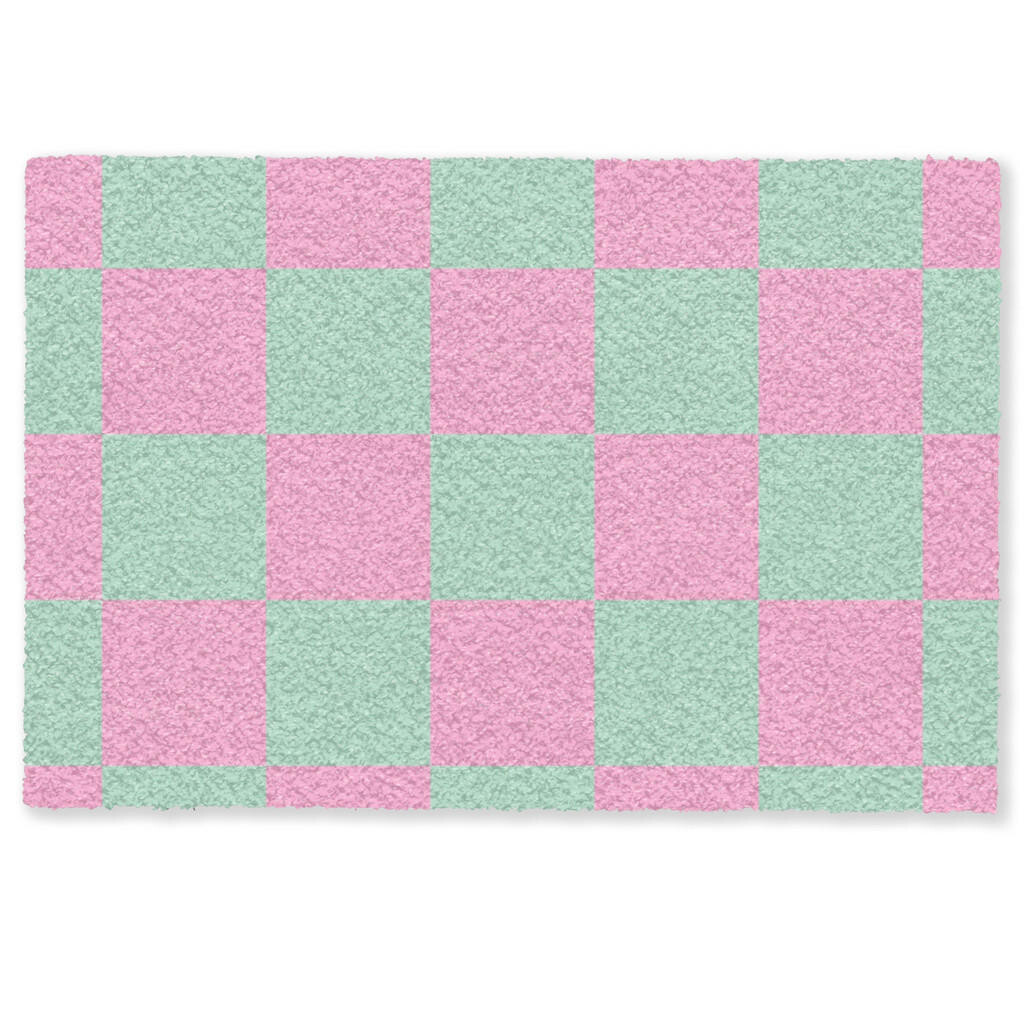 MuchoWow ROHOŽKA Šachovnicový vzor - zelená - ružová - kocky 60x40 cm
