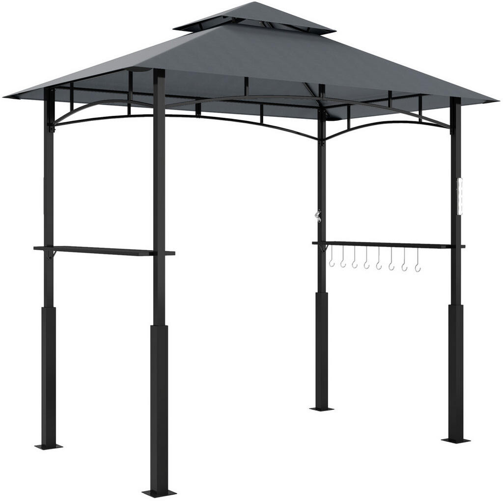 Redom PAVILÓN 243/148/248 cm s LED osvetlením, dvojitou strechou a bočnými policami, Tmavosivá