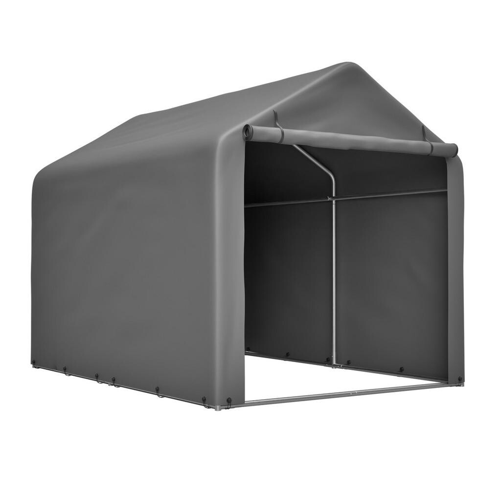 Modfu PRÍSTREŠOK na bicykle z kovu a PE 220x160x165 cm sivý s rolovacou bránou a vetraním