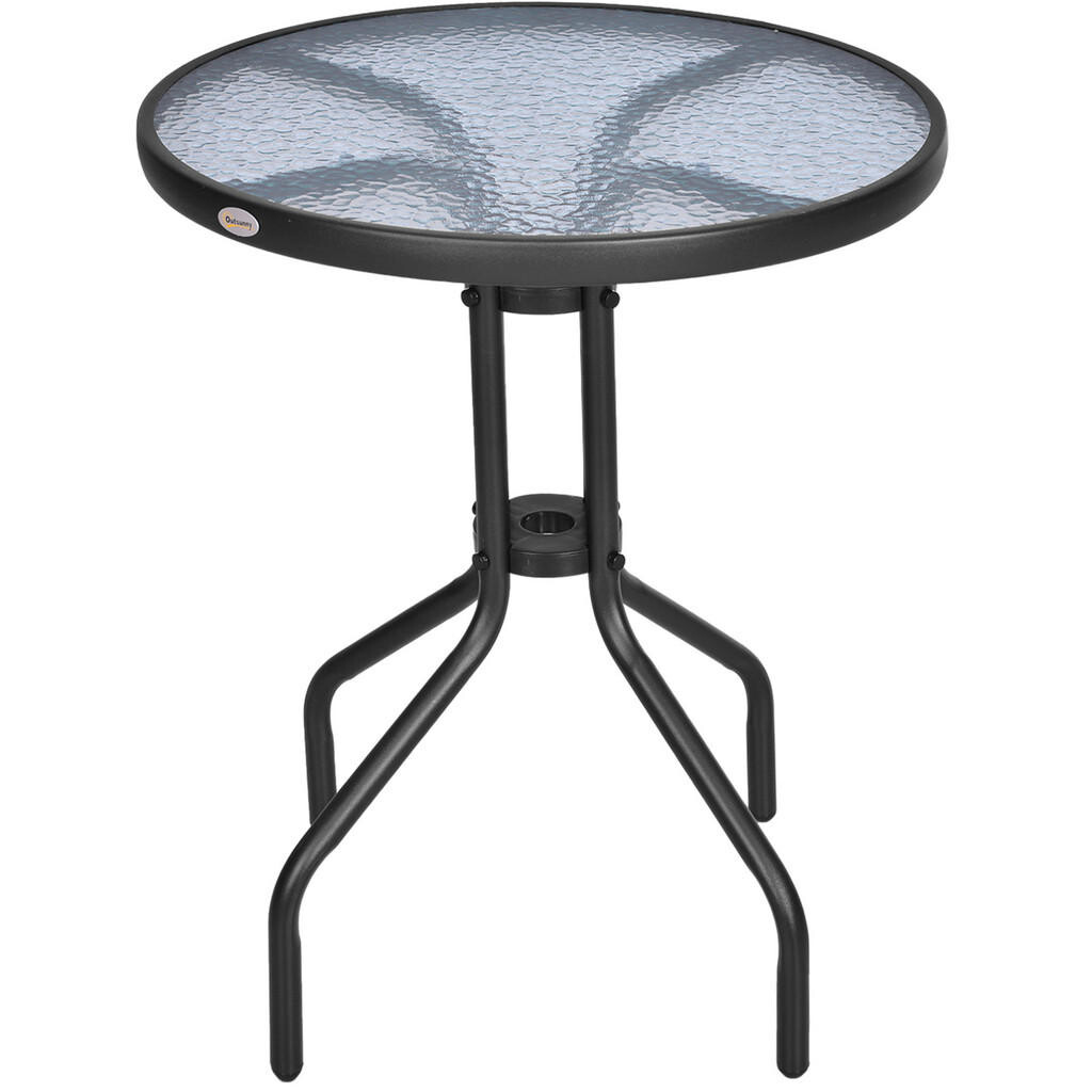 OKWISH BALKÓNOVÝ stôl 60/60/70 cm čierny z kovu s bezpečnostným sklom