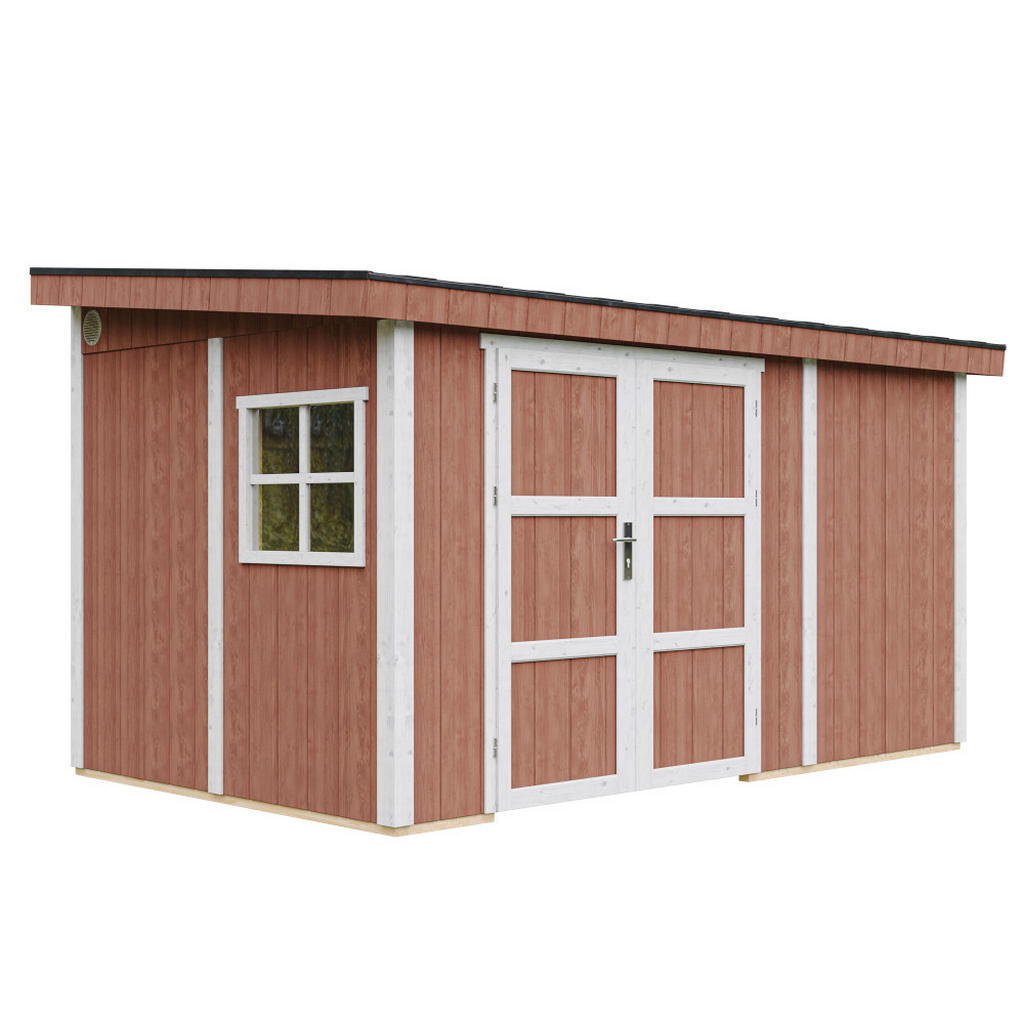 Timbela ZÁHRADNÝ domček prémiovej kvality 8,68 m² - V231x248x412 cm - Bez podlahy a bočnej steny - Timbela M939B-REDWOOD RED