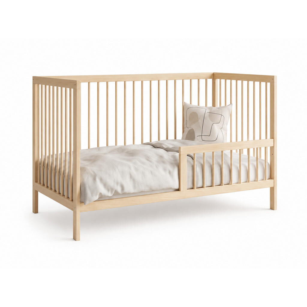 Kids Collective BABYPOSTIEĽKA s polovičnou bočnou zábranou 60x120 cm v prírodnej farbe