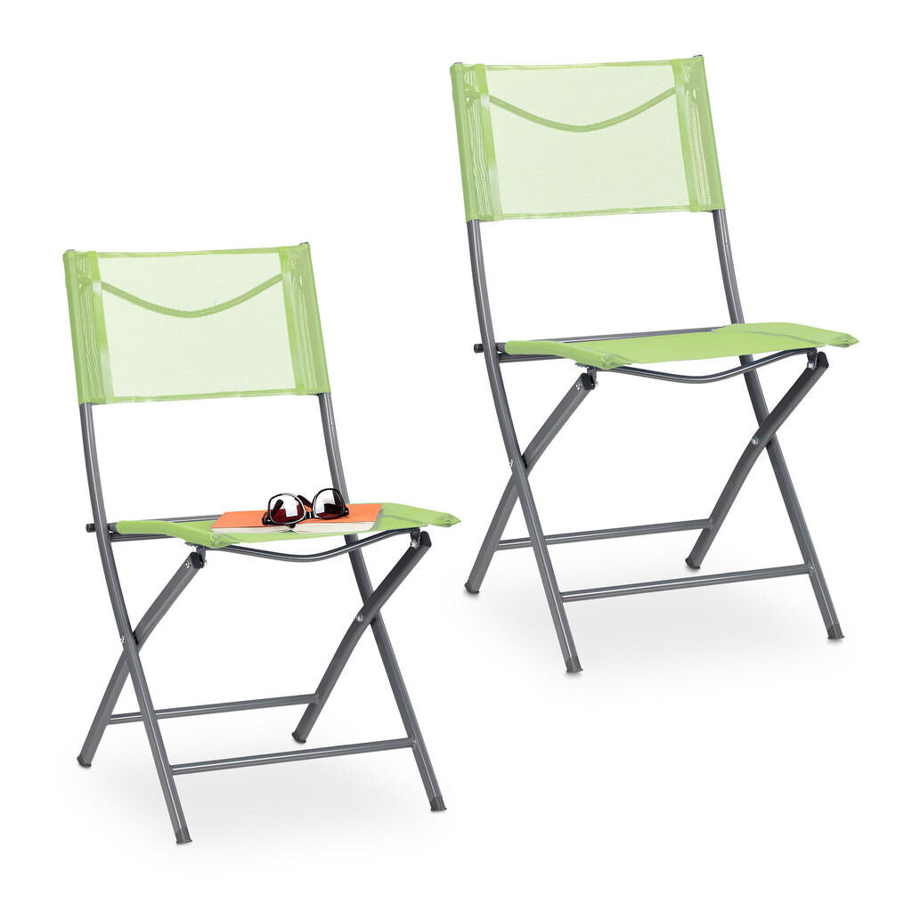 Relaxdays STOLIČKA Zelená záhradná skladacia 2er-Set