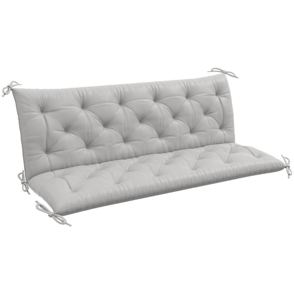 Modfu PODSEDÁK na lavicu z polyesteru 150x98x8 cm svetlosivý s popruhmi, penovou výplňou a chrbtovou opierkou