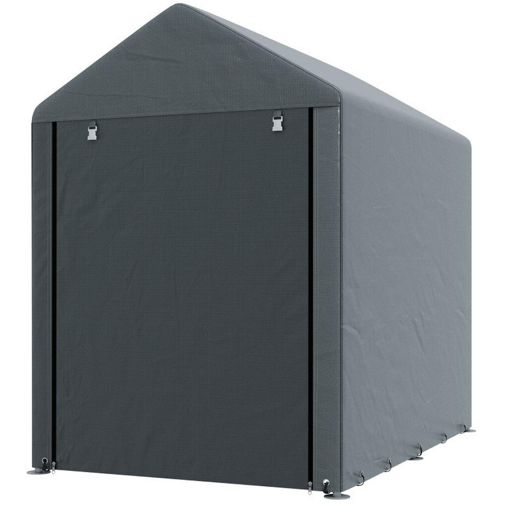 Modfu ZÁHRADNÝ prístrešok z ocele 179x120x165 cm tmavosivý s UV ochranou a dverami na zips, stabilné kryté uloženie