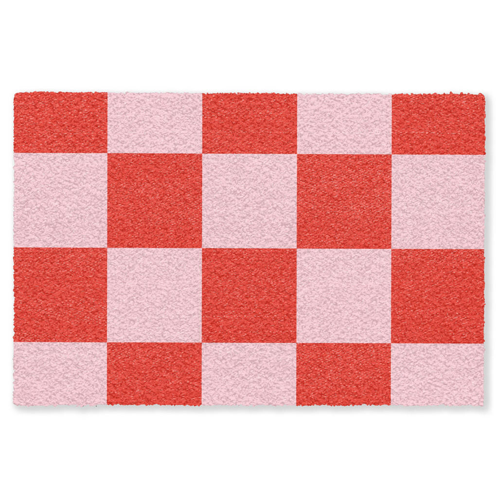 MuchoWow ROHOŽKA Šachovnicový vzor - červená - ružová - kocky 120x80 cm