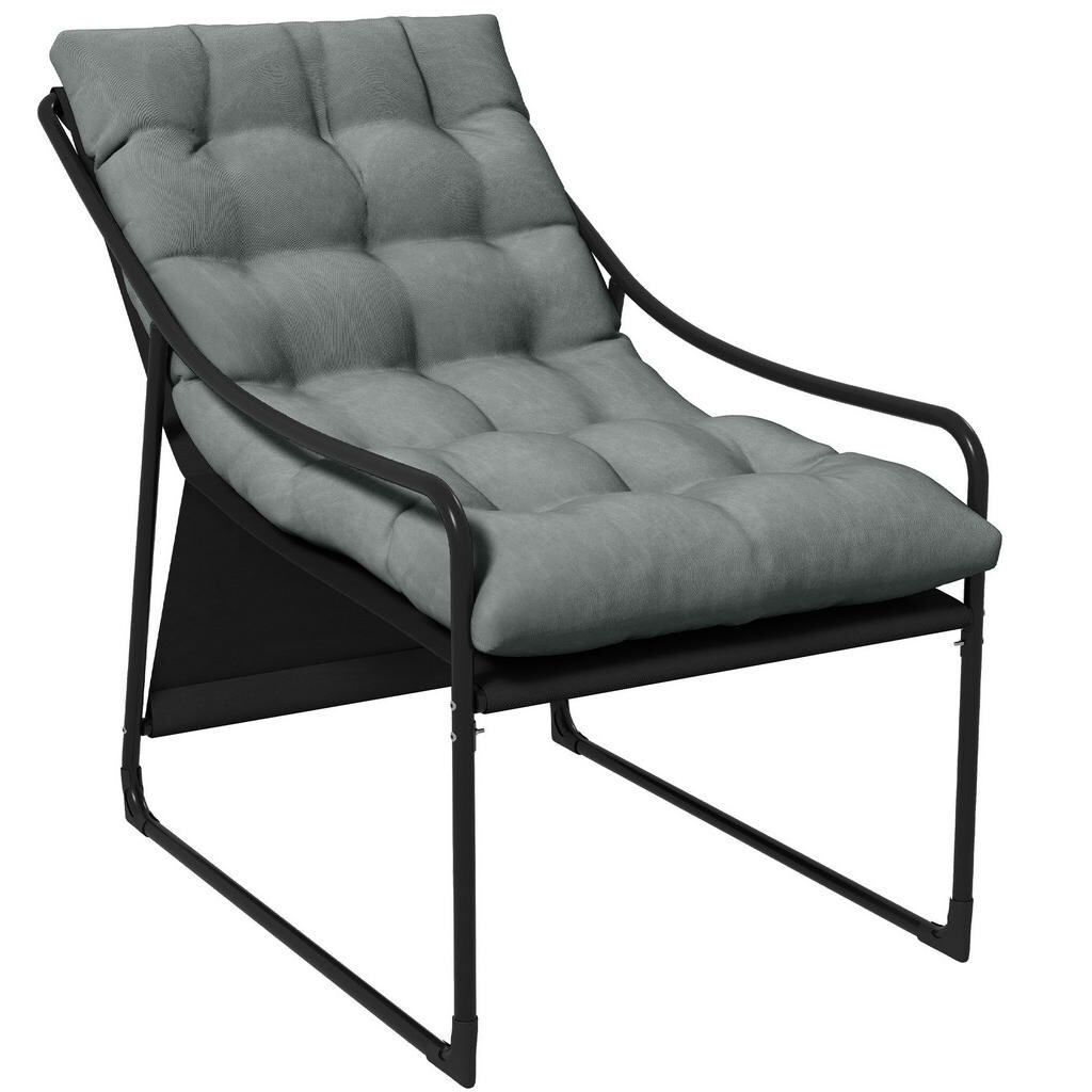 Modfu ZÁHRADNÉ kreslo z ocele 110x62x88 cm sivé s 10 cm sedákom a nosnosťou 120 kg