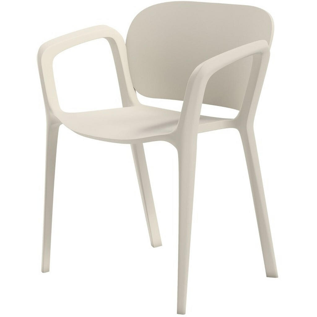 OKWISH SADA 4 záhradných stoličiek 60/56/75 cm biela stohovateľná s podrúčkami z plastu