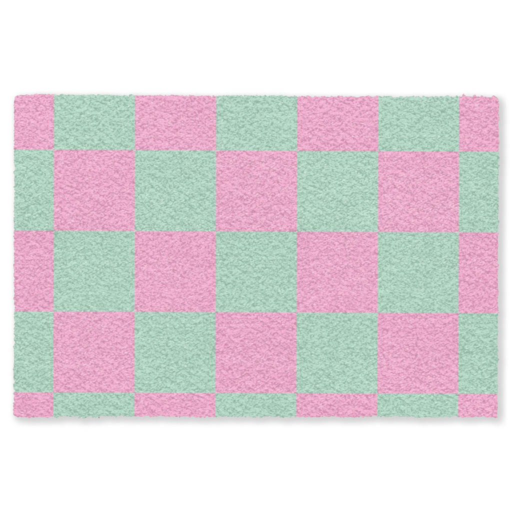 MuchoWow ROHOŽKA Šachovnicový vzor - zelená - ružová - kocky 120x80 cm