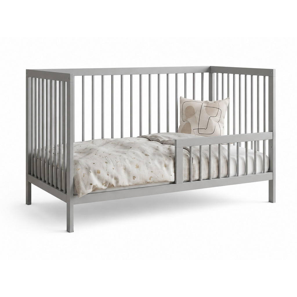 Kids Collective BABYPOSTIEĽKA s polovičnou bočnou zábranou 60x120 cm v sivej farbe