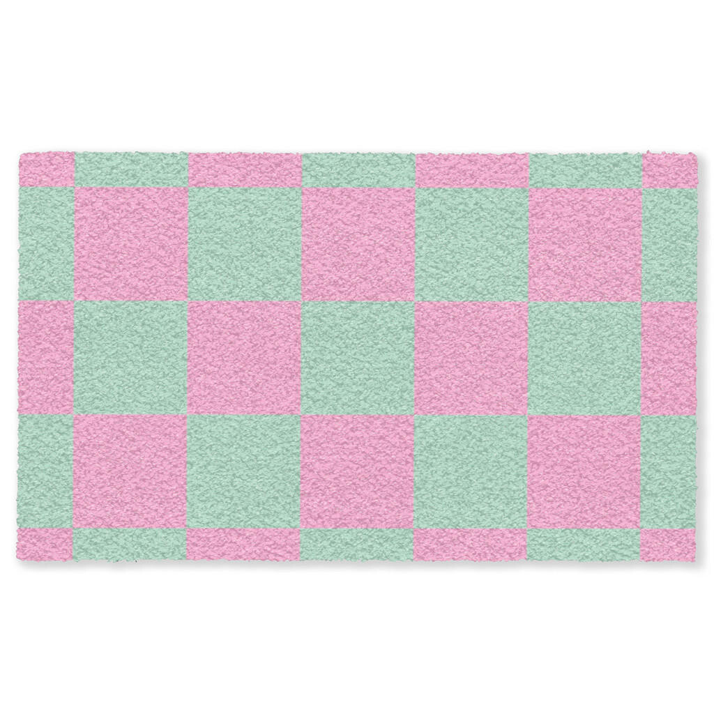 MuchoWow ROHOŽKA Šachovnicový vzor - zelená - ružová - kocky 150x90 cm