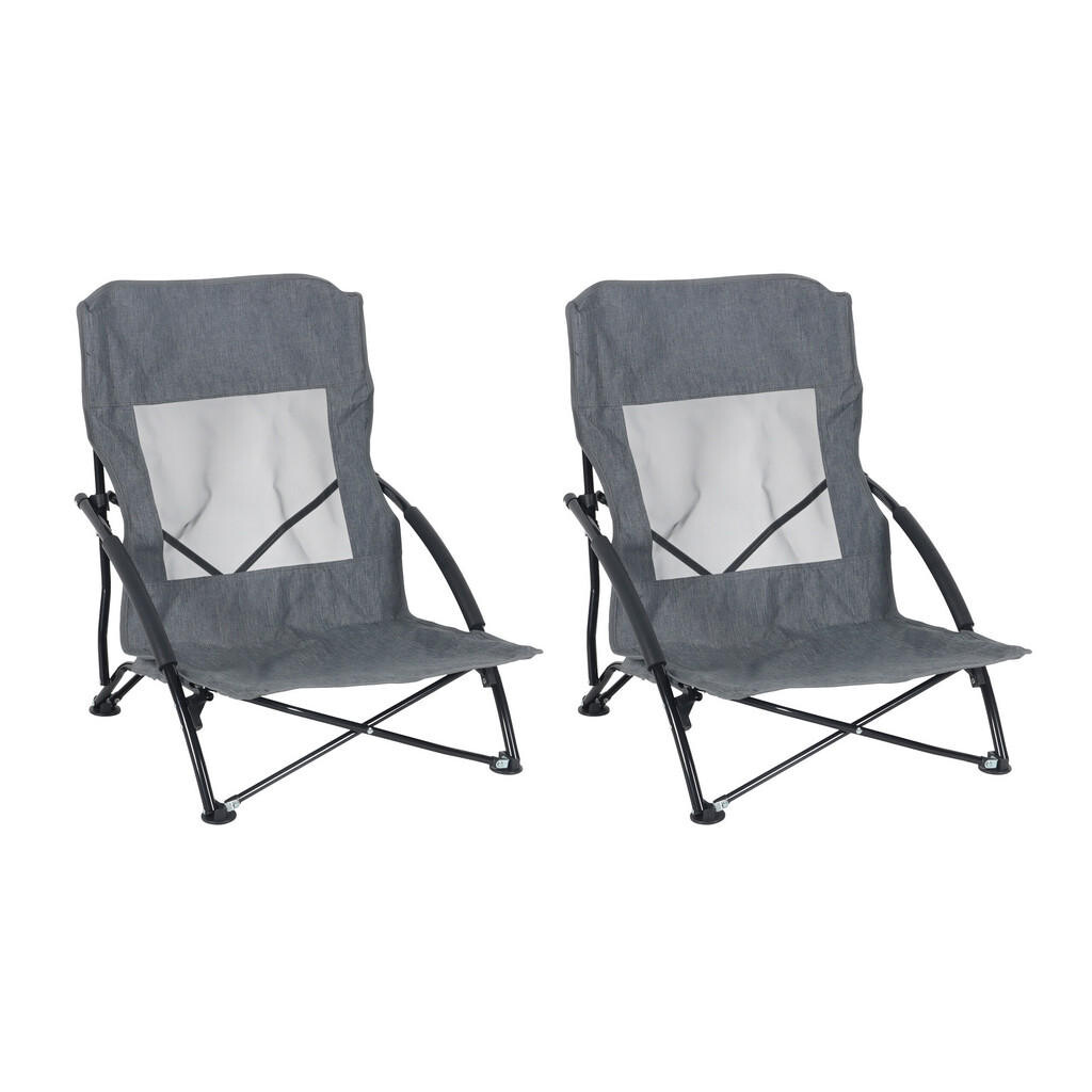 Relaxdays KRESLO Sivé plážové skladacie 2-ks set
