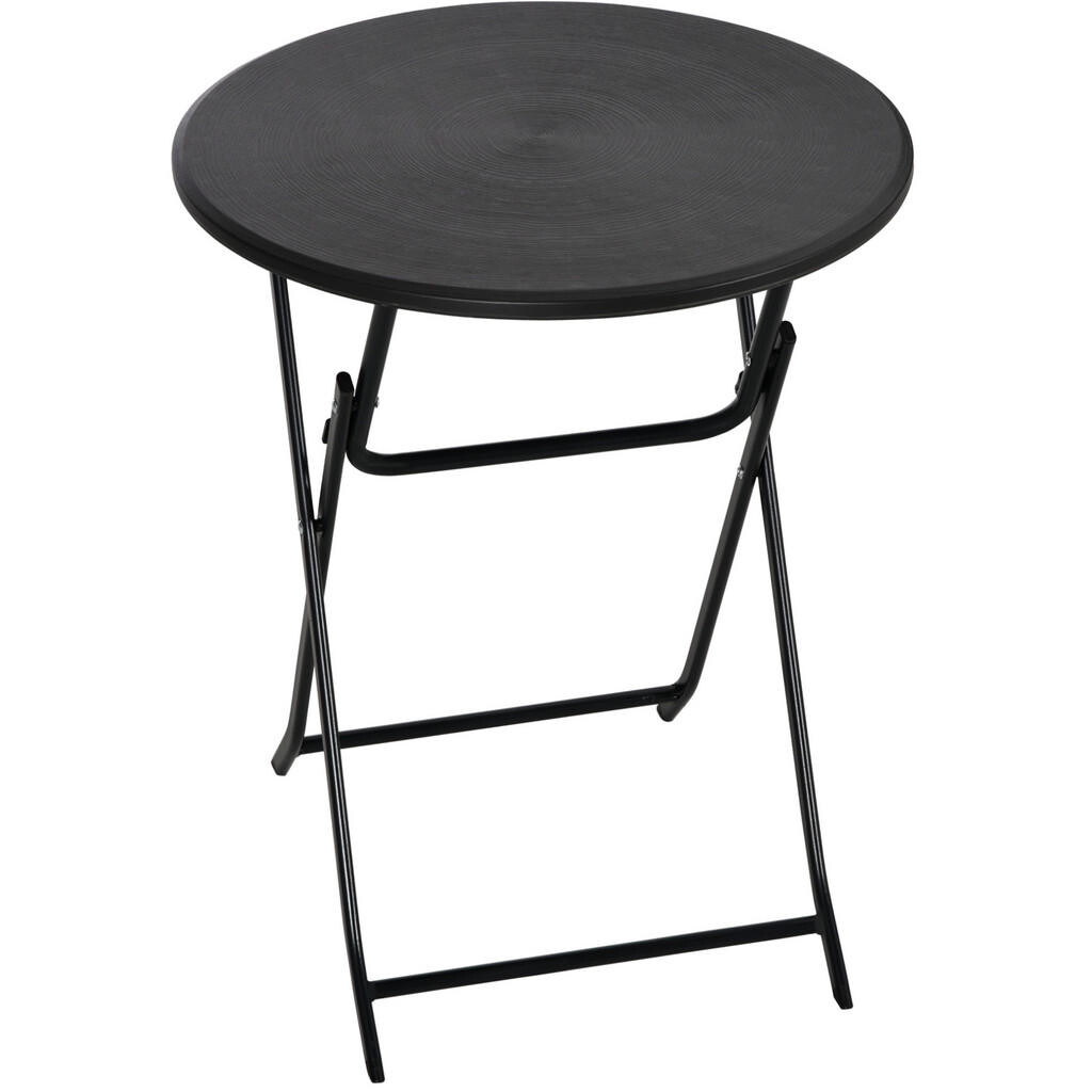 OKWISH ZÁHRADNÝ skladací stôl Ø60/73 cm tmavosivý v drevodekore z ocele