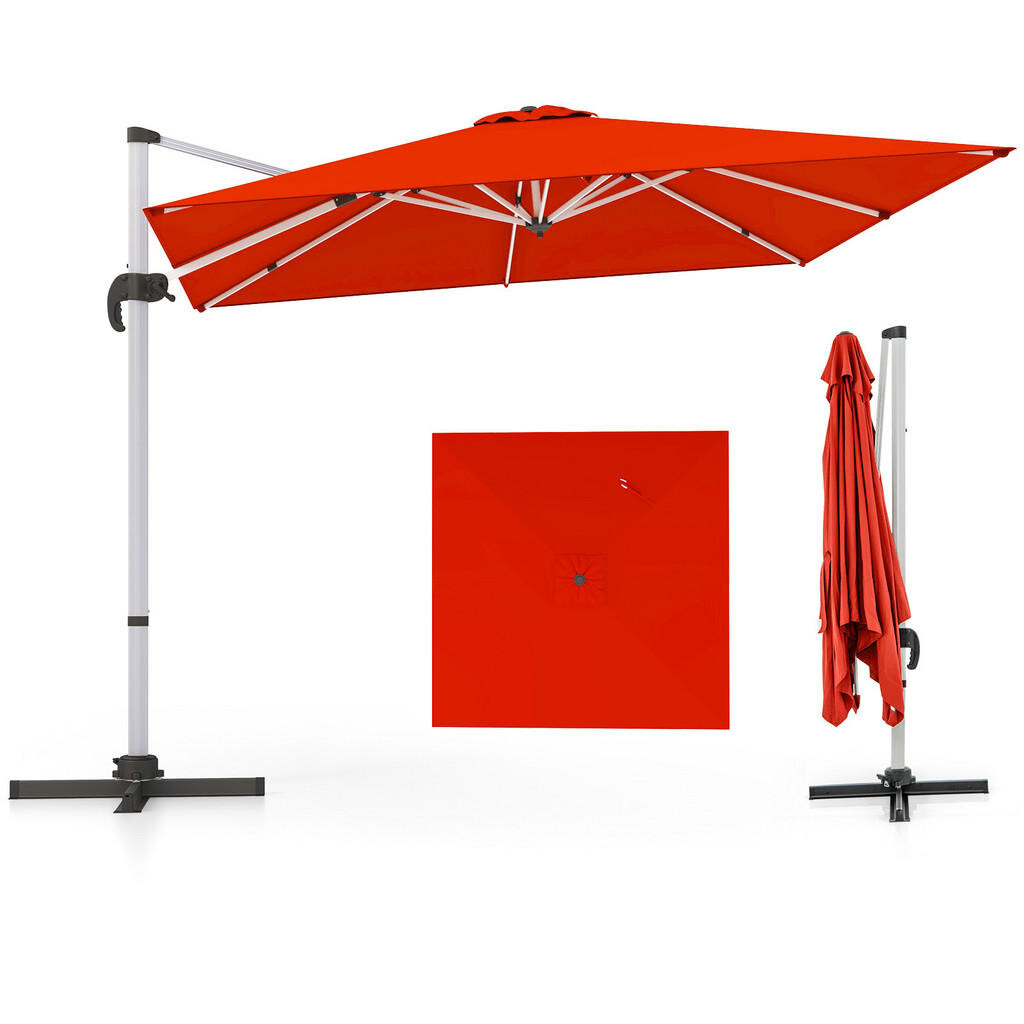 COSTWAY TERASOVÝ SLNEČNÍK 300 cm vínovo červený