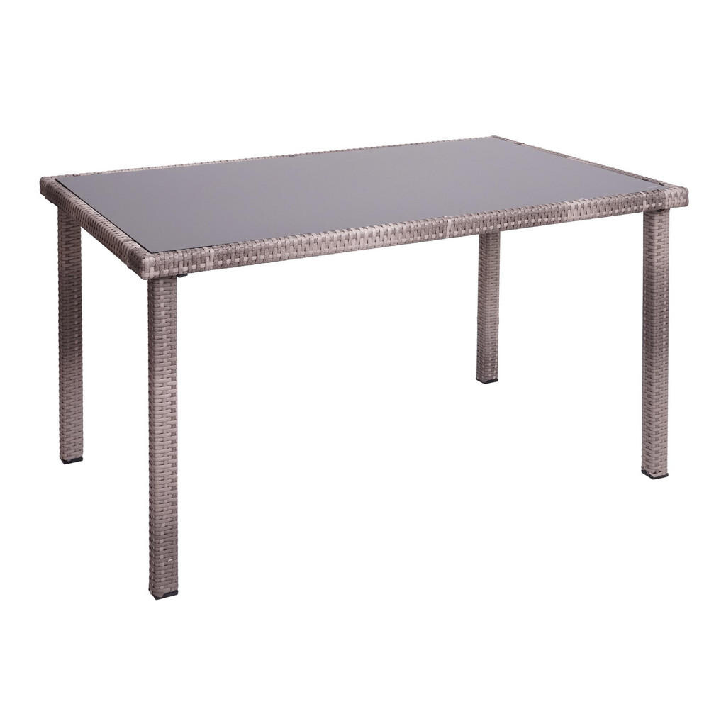 MCW POLY-RATTAN STÔL obdĺžnikový, sivý, hnedý