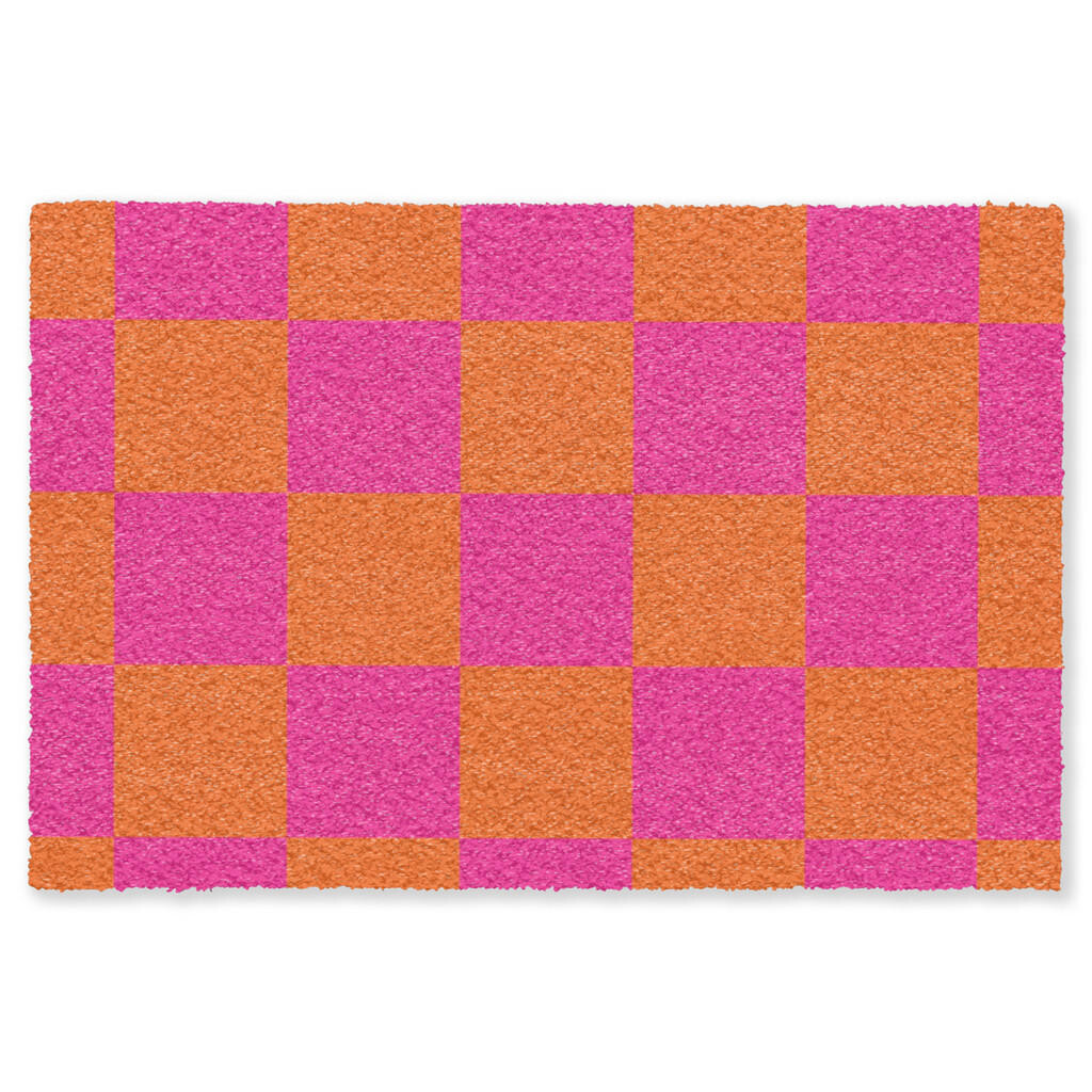 MuchoWow ROHOŽKA Šachovnicová potlač - Oranžová - Ružová - Bloky 120x80 cm