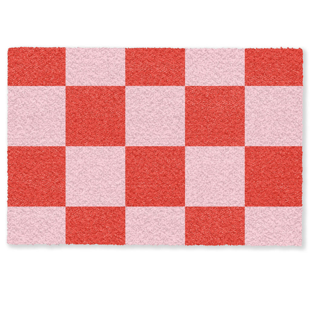 MuchoWow ROHOŽKA Šachovnicový vzor - červená - ružová - kocky 60x40 cm