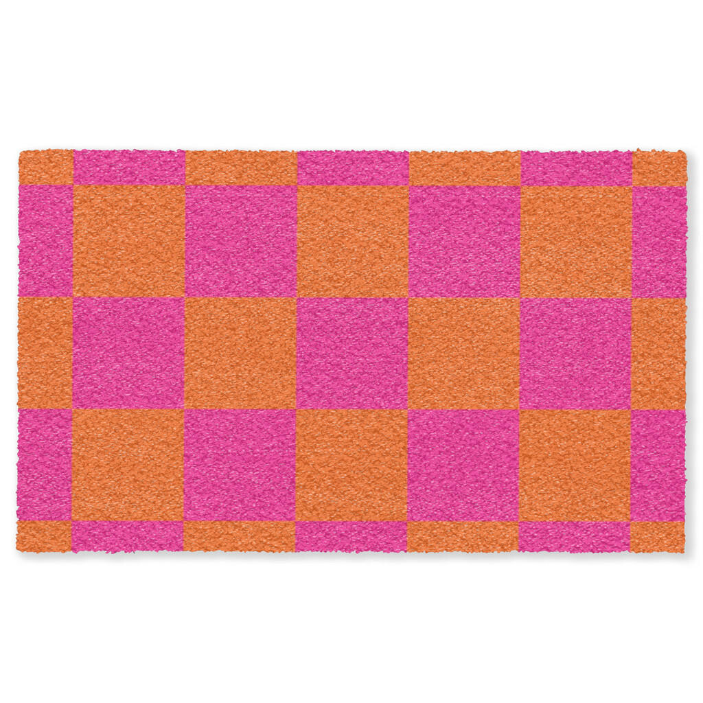 MuchoWow ROHOŽKA Šachovnicová potlač - Oranžová - Ružová - Bloky 150x90 cm