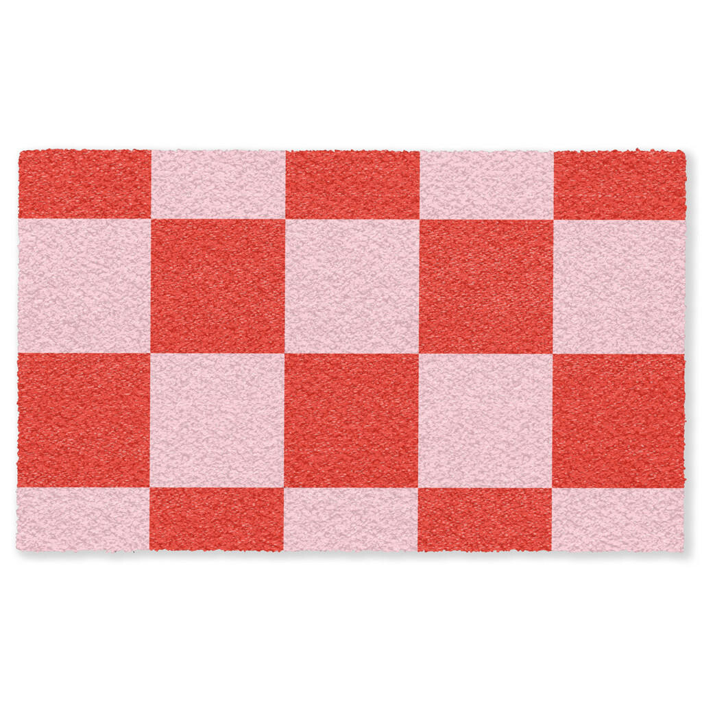 MuchoWow ROHOŽKA Šachovnicový vzor - červená - ružová - kocky 150x90 cm