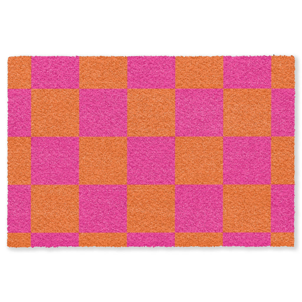 MuchoWow ROHOŽKA Šachovnicová potlač - Oranžová - Ružová - Bloky 180x120 cm