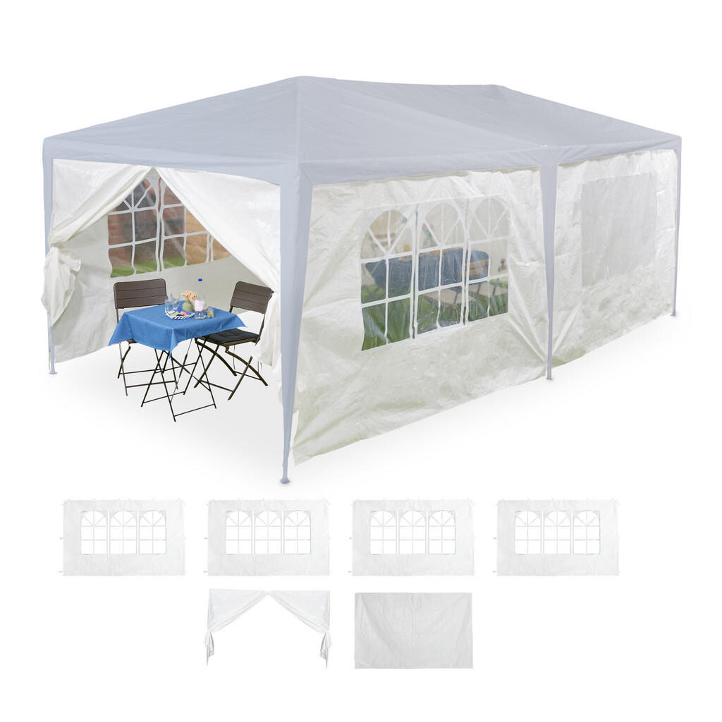 Relaxdays STENY Biela 6-dielna-sada na pavilón 3x6 m