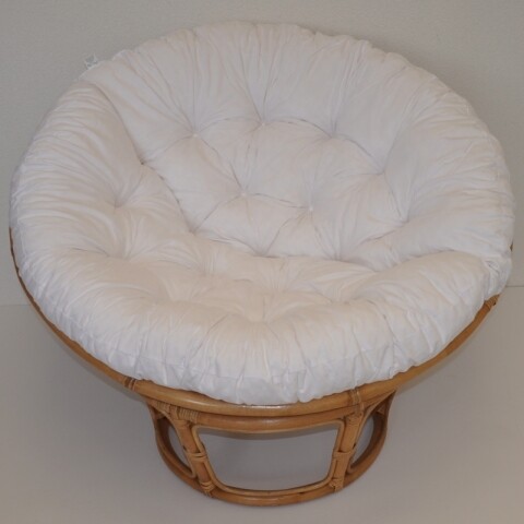 Relaxačný papasan PENELOPE — ⌀115 cm, ratan, látka, medová / viac farieb-KOPIE biela