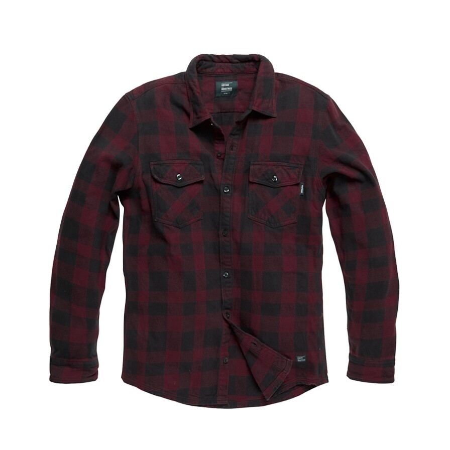 Košeľa Vintage Industries Globe Heavyweight - burgundy, L