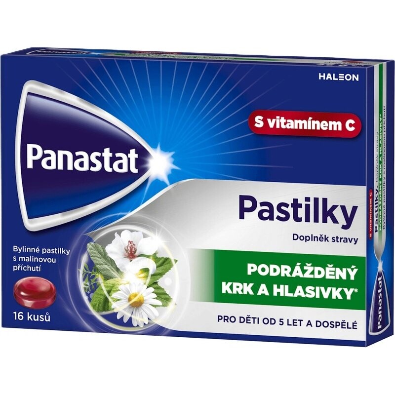 PANASTAT Bylinné pastilky s vitamínom C príchuť malina 16 ks