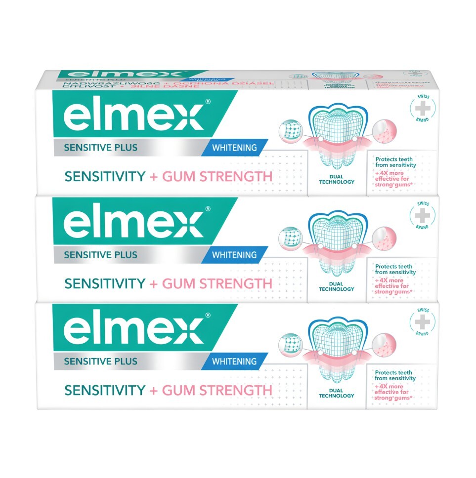 Elmex Zubná pasta Sensitive Sensitivity + Gum Strenght Whitening 3 x 75 ml