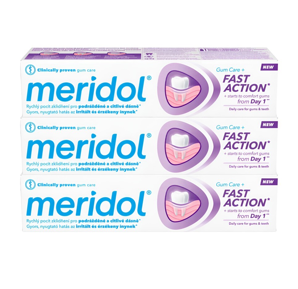 Meridol Zubná pasta Fast Action 3 x 75 ml