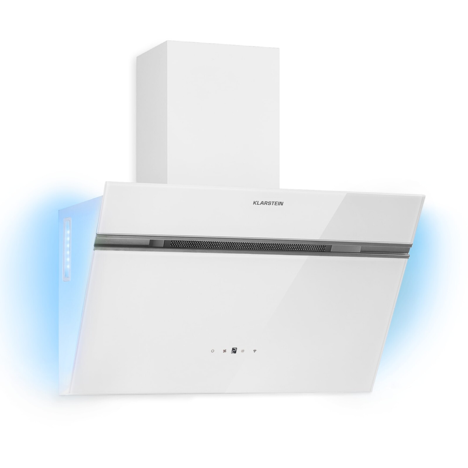 Klarstein Alina 60 Smart, digestor, 60 cm, nástenný, 594 m³/h, LED podsvietenie, skleněné čelo, biely