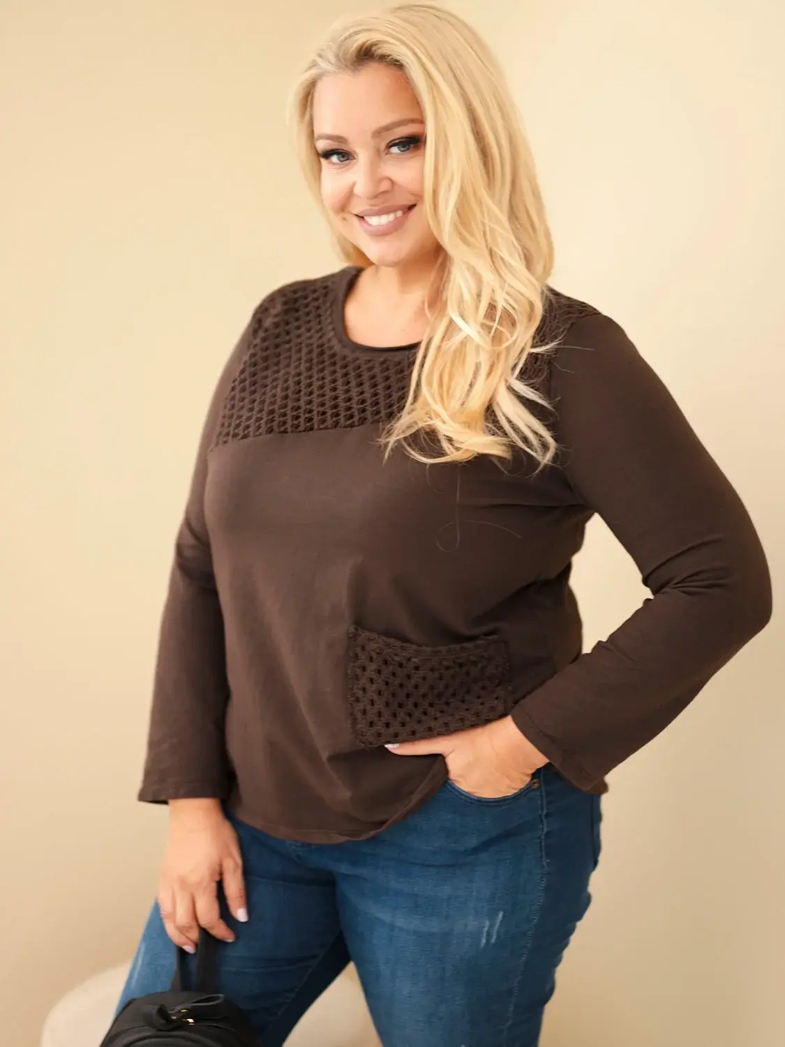 Dámska mikina Kesi Plus Size s čipkou