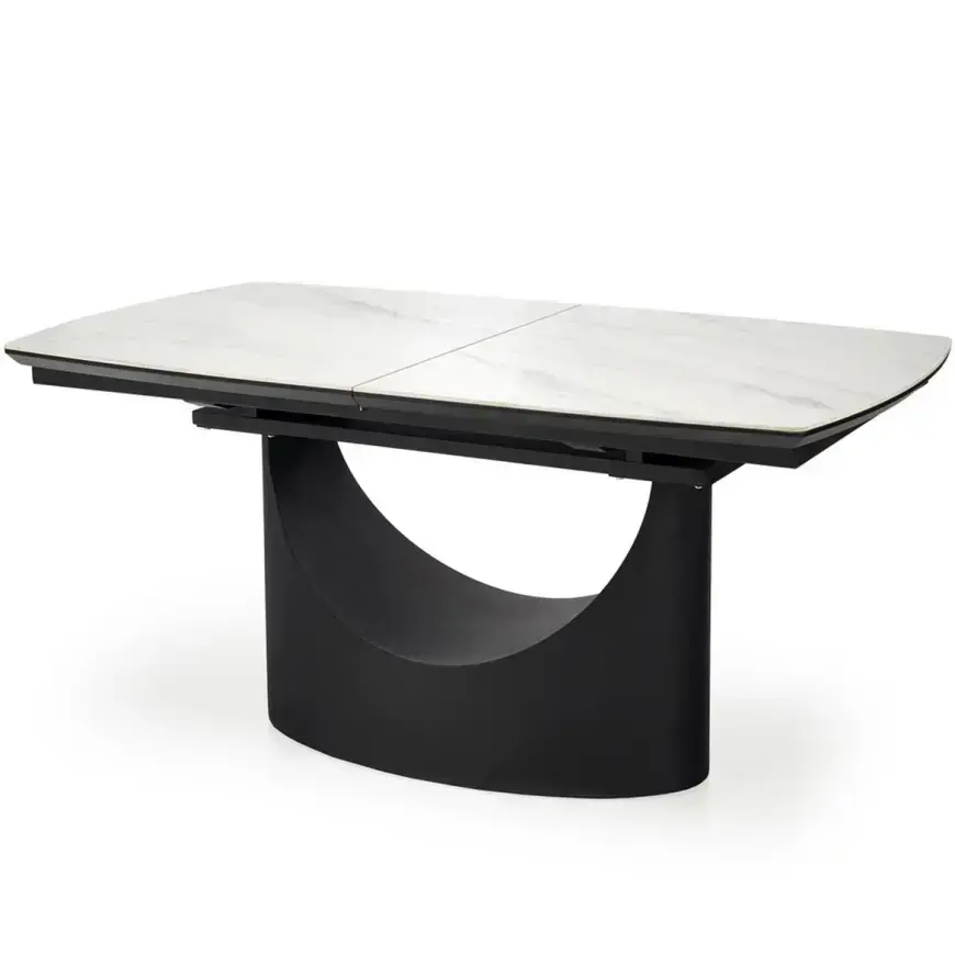 Stôl Osman 90x160 keramika/MDF - biela mramor/čierna