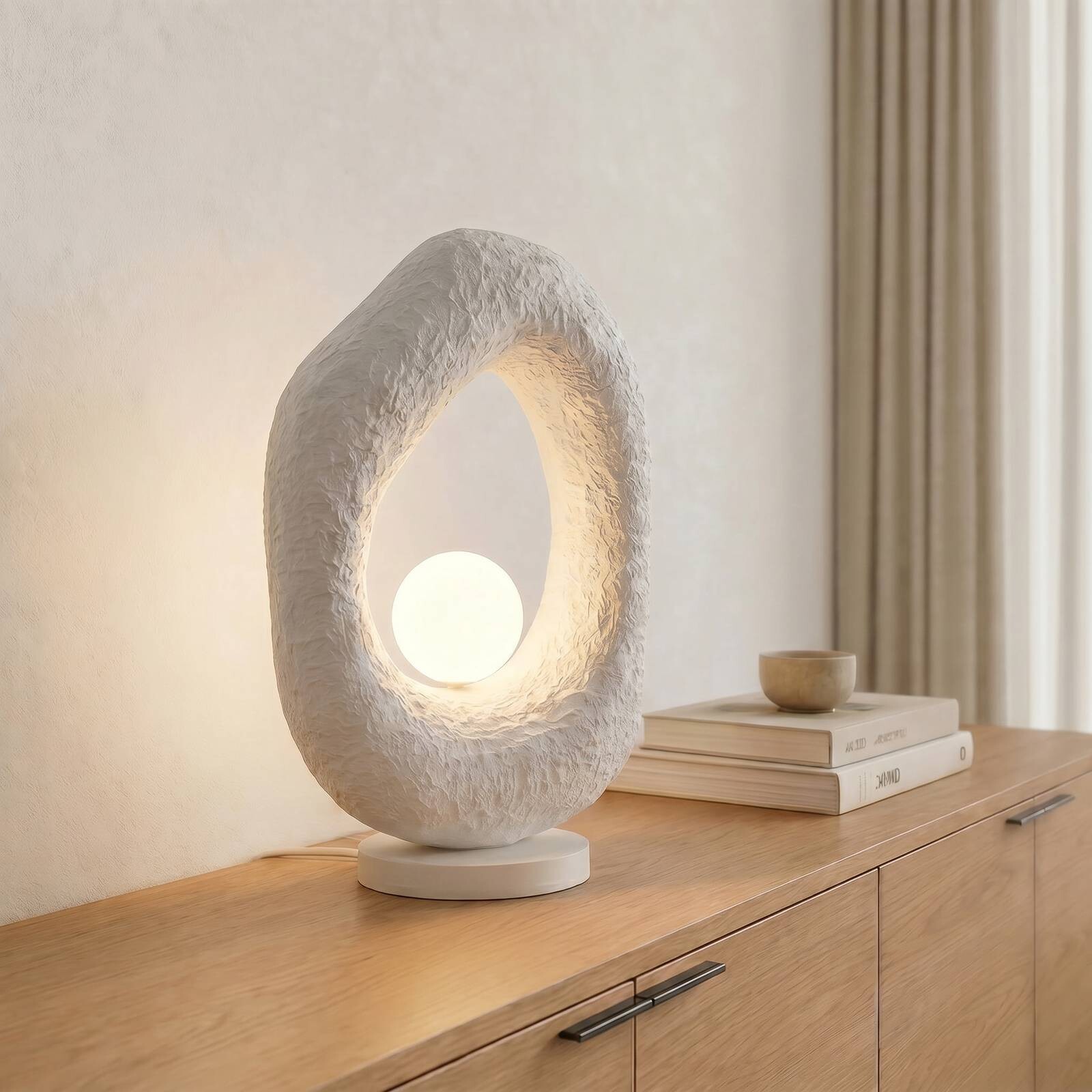 Stolová lampa Vaslı, biela, výška 50 cm, sklolaminát, G9