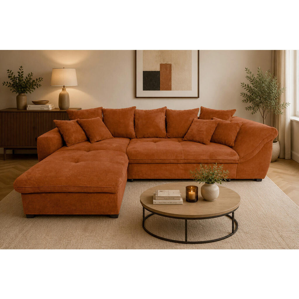 P & B ROHOVÁ SEDAČKA, textil, hrdzavá