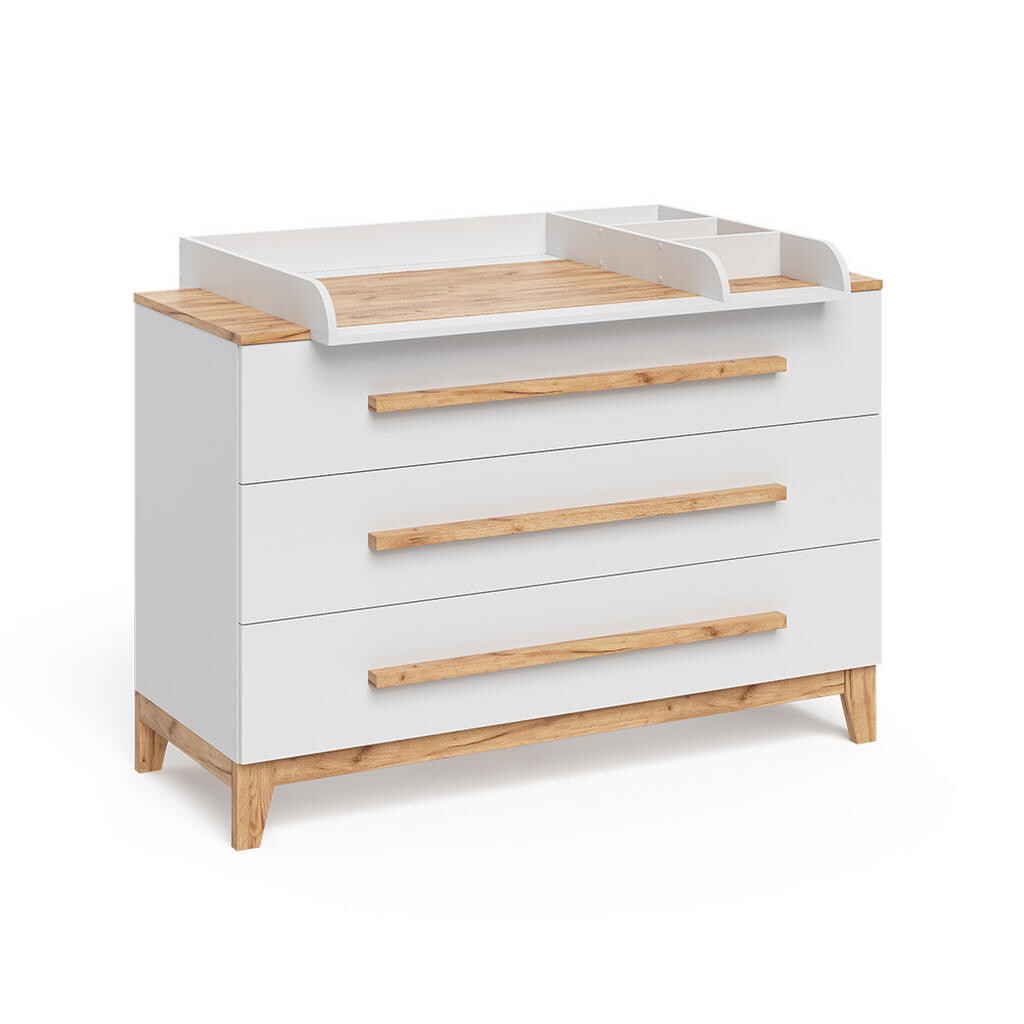 VitaliSpa PREBAĽOVACÍ PULT Malia Biely/remeselník 133.2 x 98 cm s 3 zásuvkami