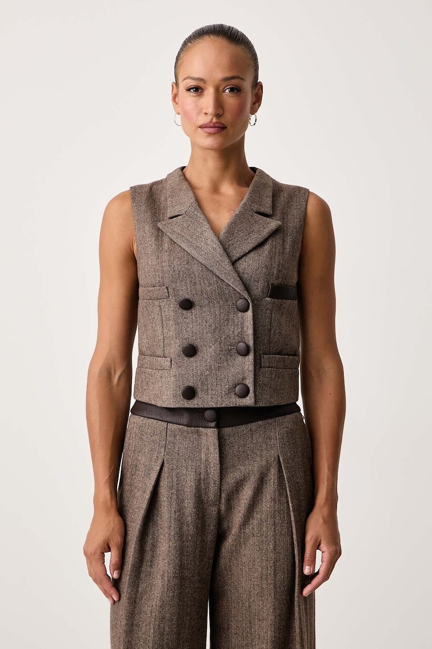 Armani Exchange dvojradová vesta dámska s vlnou