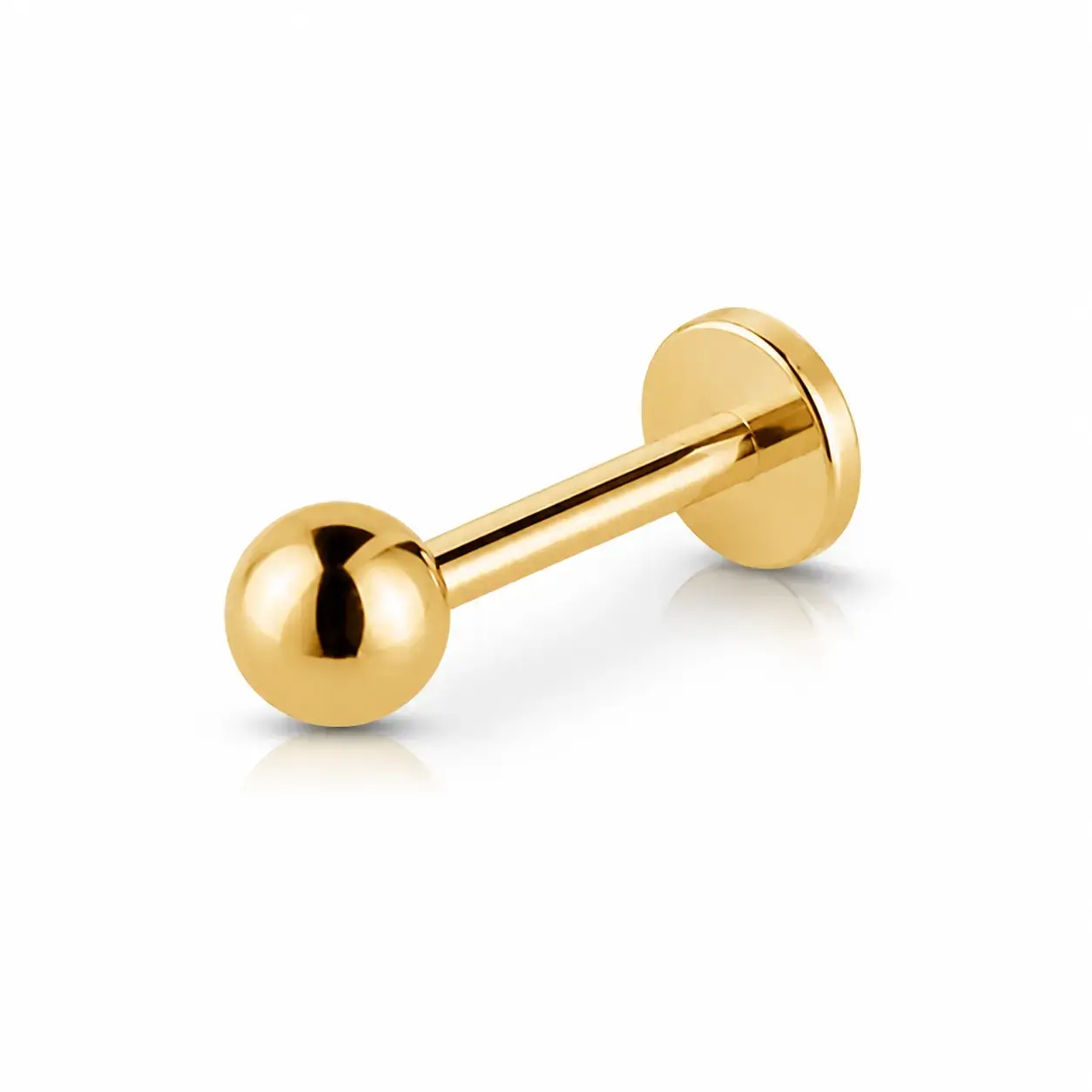 Žlté 14K zlato labret do brady a pery guľôčka