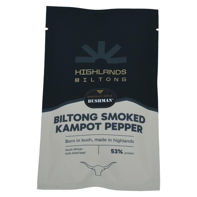 Bushman Biltong Smoked Kampot Pepper, sušené mäso, 50 g 50