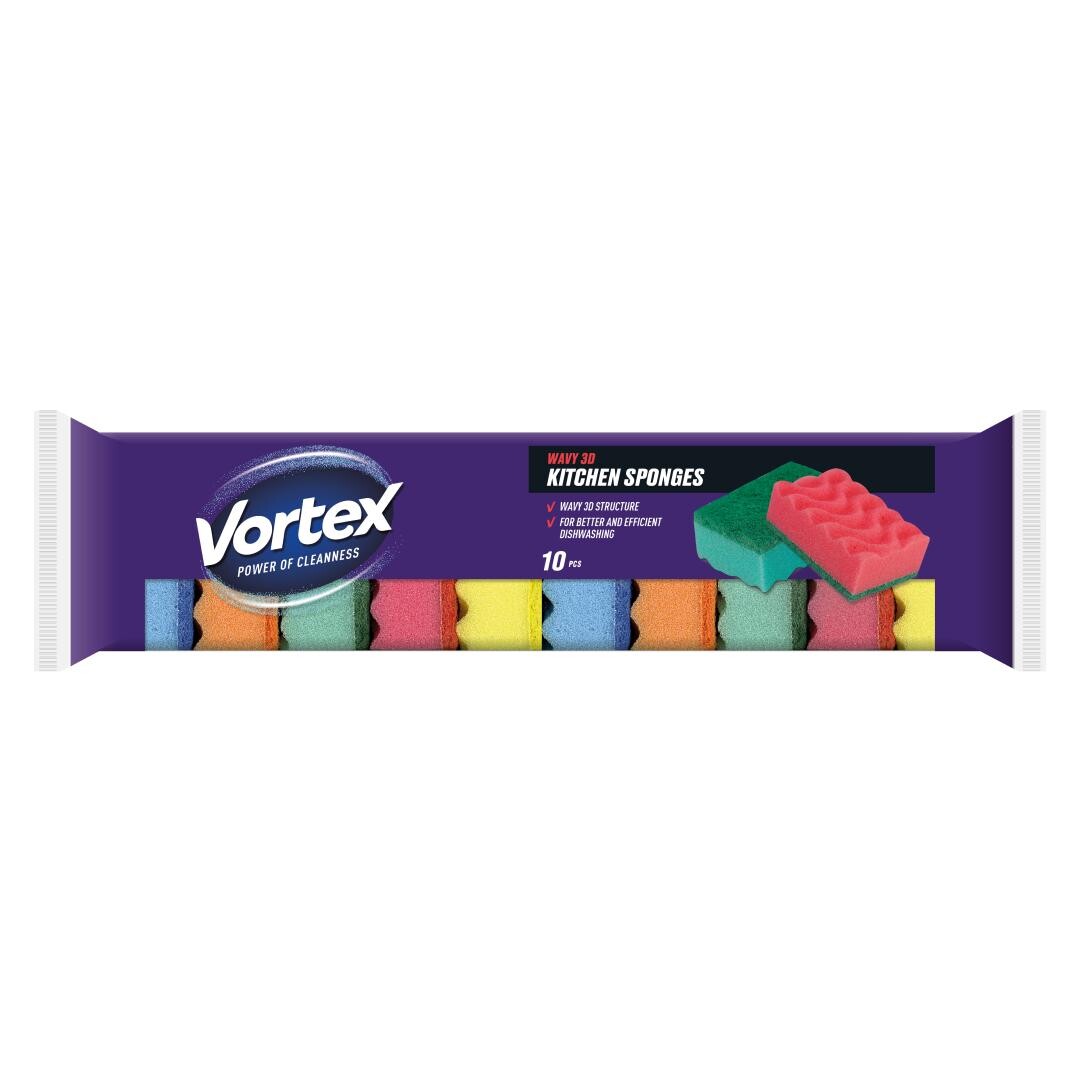 VORTEX Vlnitá kuchynská špongia 3D 10 ks
