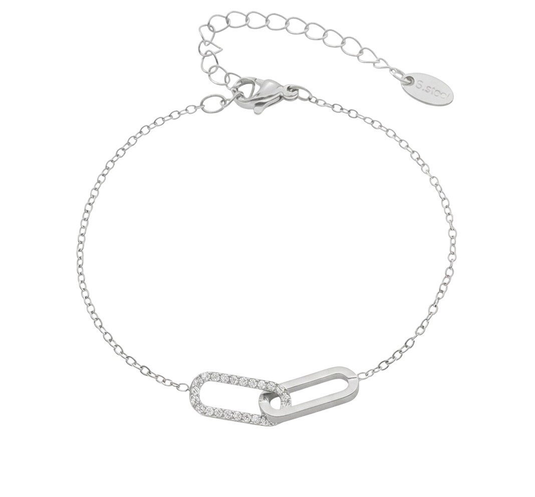 Troli Elegantný oceľový náramok so zirkónmi Silver