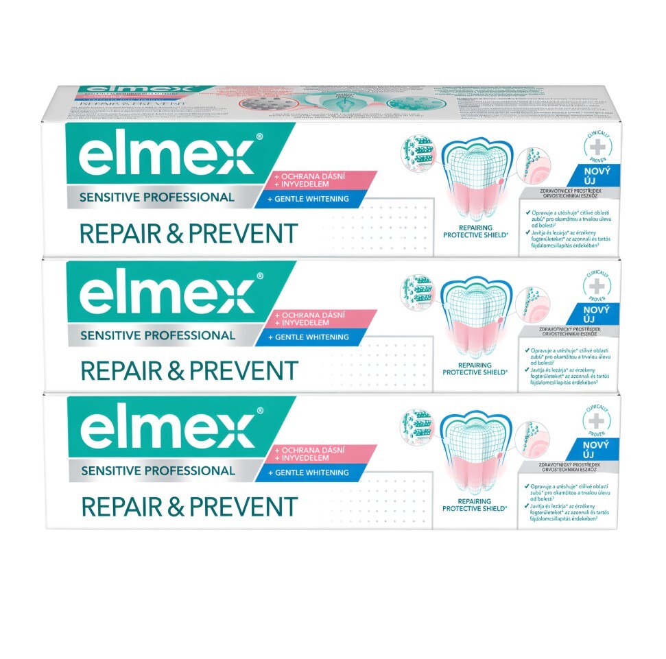 Elmex Zubná pasta Repair & Prevent Gentle White 3 x 75 ml