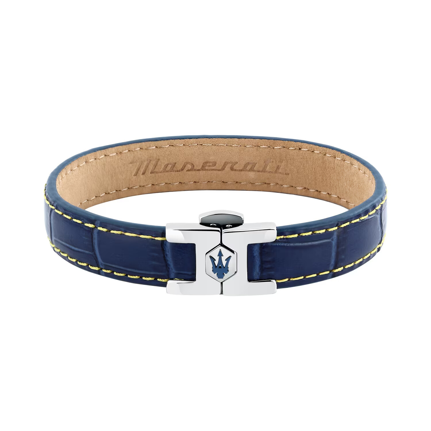 Maserati Modrý kožený náramok pre mužov Leather JM2269LA02