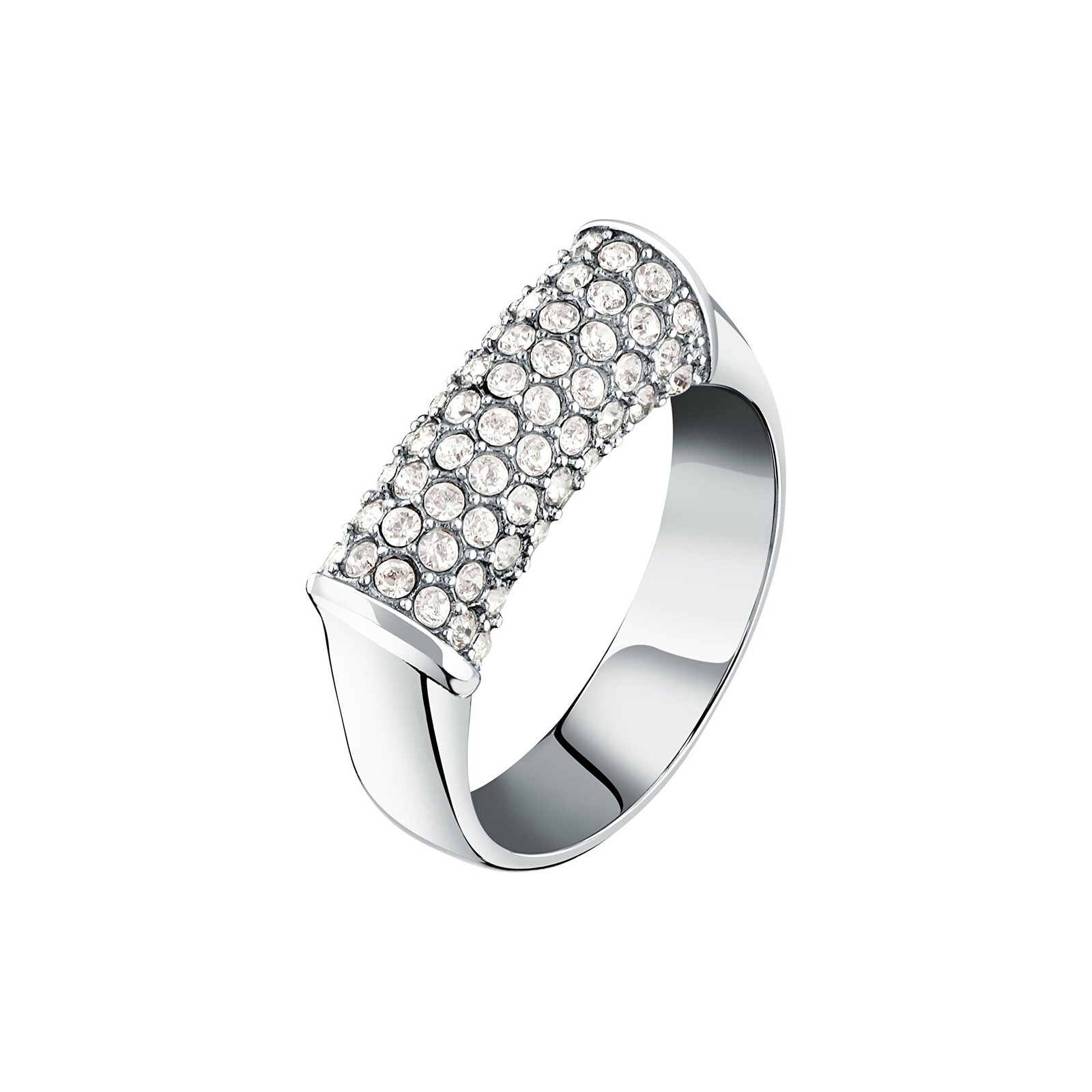Trussardi Elegantný oceľový prsteň s kryštálmi T-Design TJAXA520 58 mm