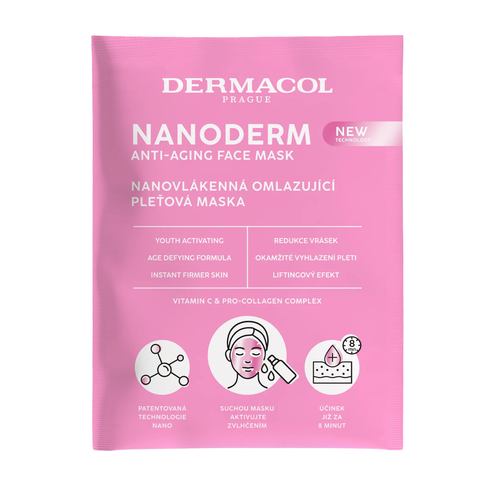 Dermacol Nanovlákenná omladzujúca pleťová maska Nanoderm Face Mask 1 ks