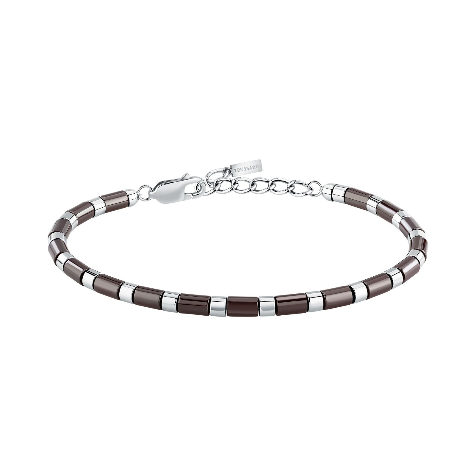 Trussardi Korálkový náramok z hnedej keramiky a ocele T-Ceramic TJAXE08