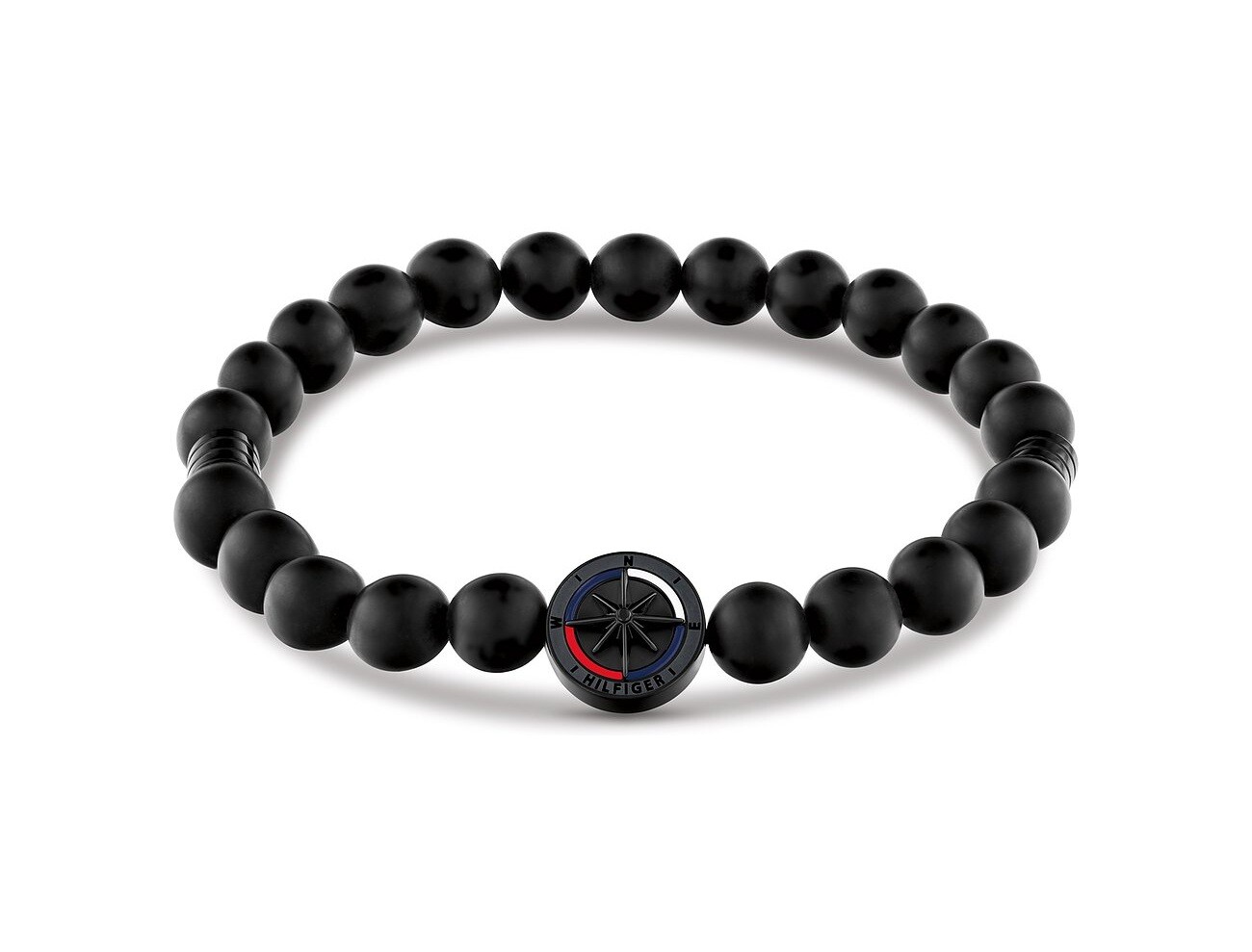 Tommy Hilfiger Čierny korálkový náramok pre mužov Compass 2790724