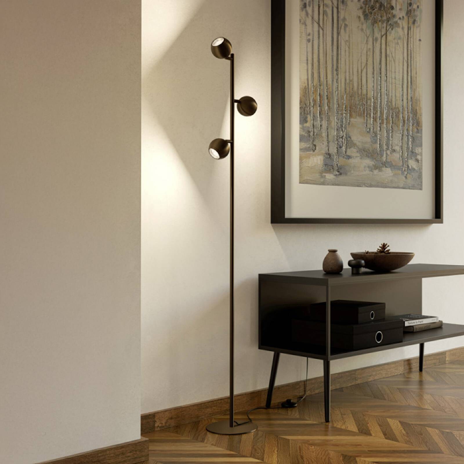 Stojacia lampa EGLO BIMEDA 1, bronzová, výška 140 cm, 3-pl.